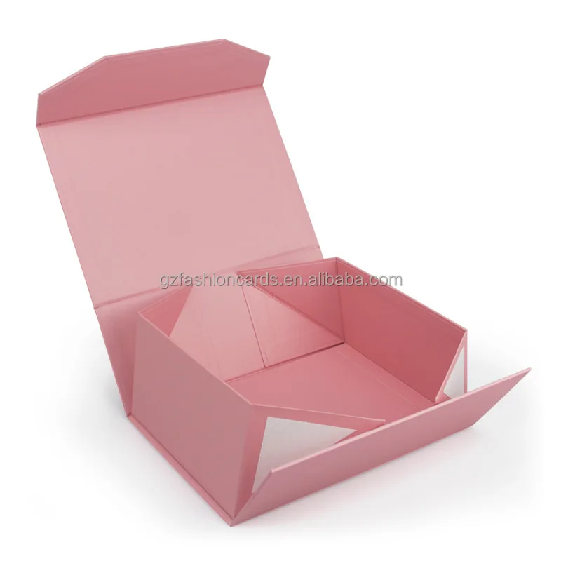 In stock black white pink gold color rigid flat magnetic folding gift box for gift pack