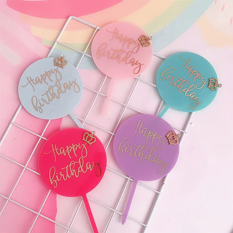 Colorful wedding birthday party cake toppers supplies hot stamping decorations happy