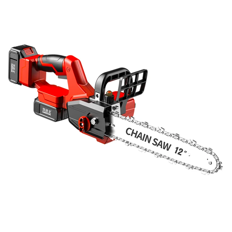 Portable 12-Inch Dual Battery 21V Wireless Lithium DIY Electric Chain Saw Outdoor Forest Logging Woodwork Rechargeable Handheld