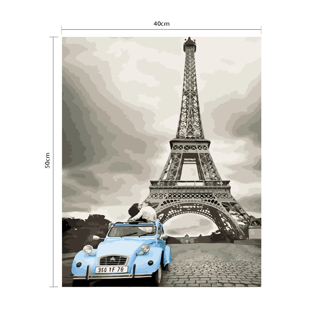 Modern Wall Art Canvas Hand Painted Sweet Paintings Couples Lover in Paris Eiffel Tower DIY Oli Painting Art Decoration