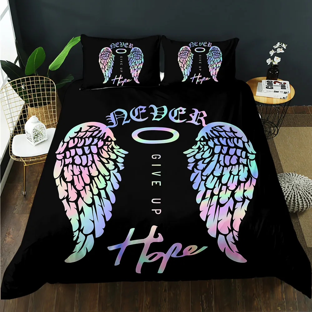 Angel wings 3d printed microfiber fabric duvet covers fashion bedding set