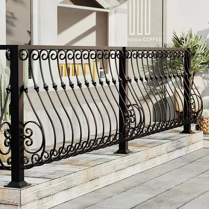 Factory wholesale Modern balcony wrought iron railing design custom terrace wrought iron railing