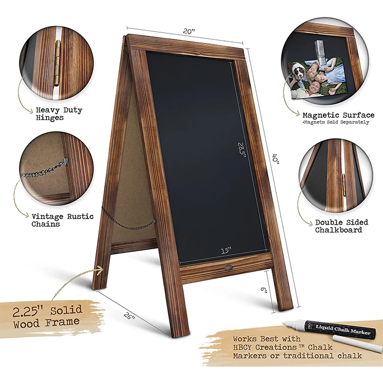 Free Standing Chalkboard Easel Sturdy Sidewalk Sign Sandwich Board Outdoor Chalk Board