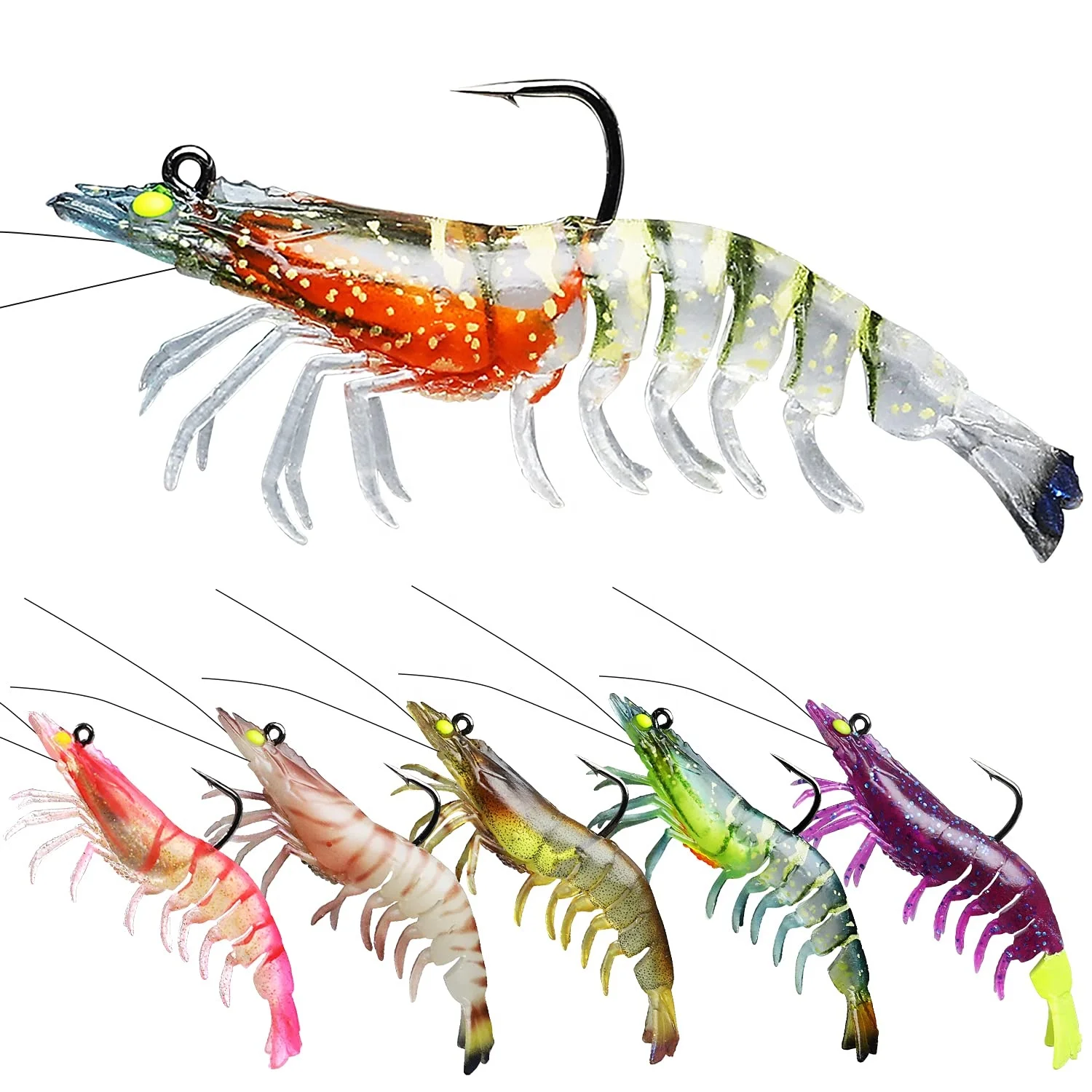 Truscend Amazon Best Seller premium TPE plastic soft shrimp prawn lure  bait fishing lures for saltwater freshwater