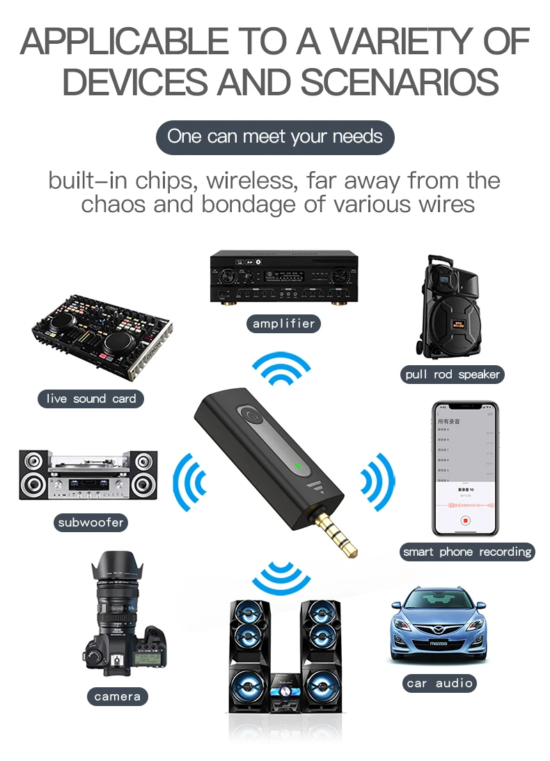 Portable mini Lavalier Wireless Microphone clip-on lapel mic Vlog teaching podcasting studio record live stream gaming interview