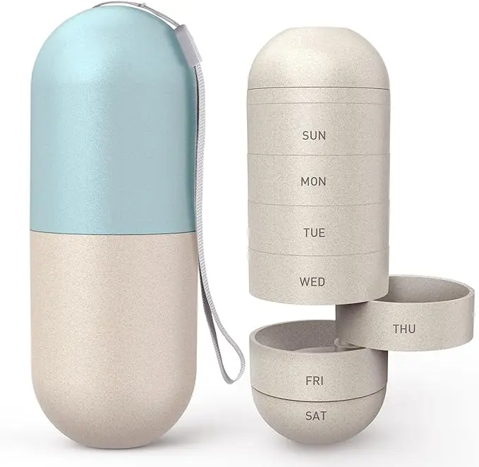 Plastic Capsule Box Medicine Cases PM Small Pocket Mini Pill Case Weekly Medicine Box Rotatable Pill Box