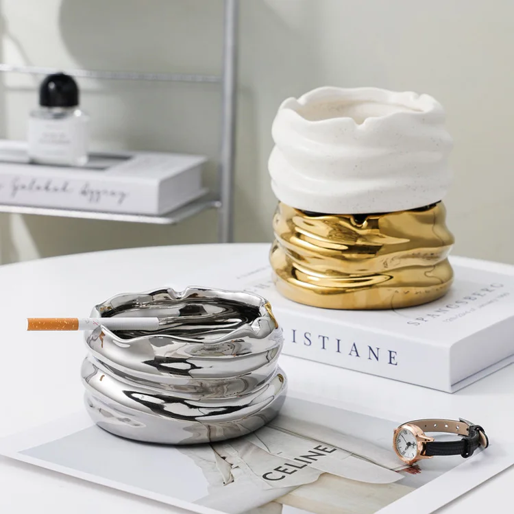 wholesale white cigar custom logo porcelain stoneware hotel office ash tray handmade ceramic ashtray