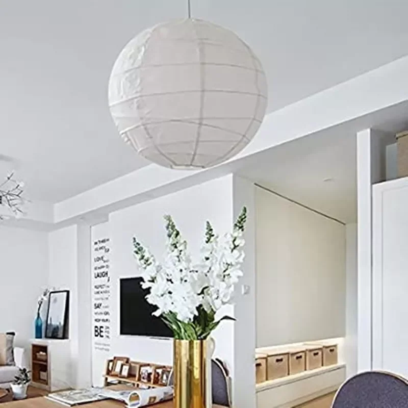 RUI YI 18 inch White Round Paper lantern Lamps Paper Lamp Shade Chinese Lantern Hanging Rice Paper Lampshade for Weddings lanter