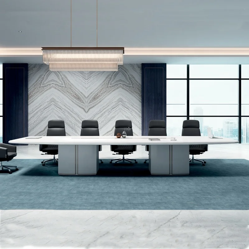 Новый дизайн глянцевый белый деревянный высококлассный прямоугольный стол из МДФ для конференций 10 12 роскошный встреч с множеством человек и источником питания