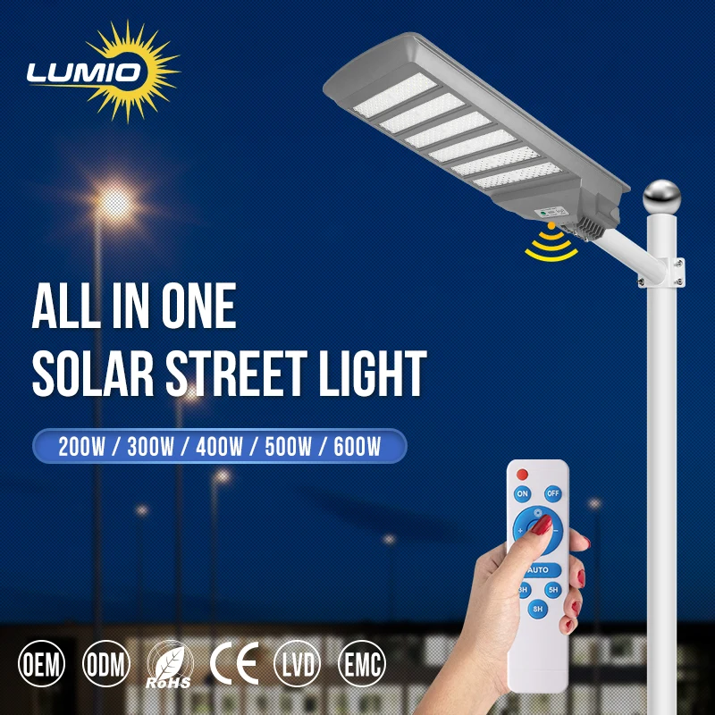 New Promotion Customized Mature Lifelike Lumen 200W 300W 400W 500W Sensor All In One Solar Led Street Light Wholesale From China