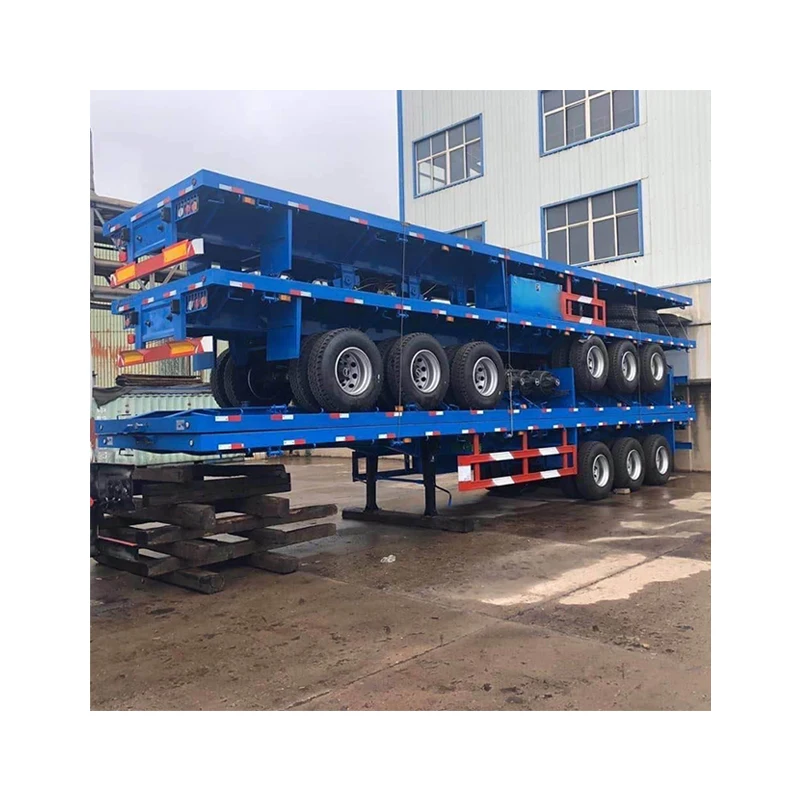 Truck Trailer Flatbed Trailer 3 Axles Container Carrier Truck 60tons 13m Flatbed Trailer