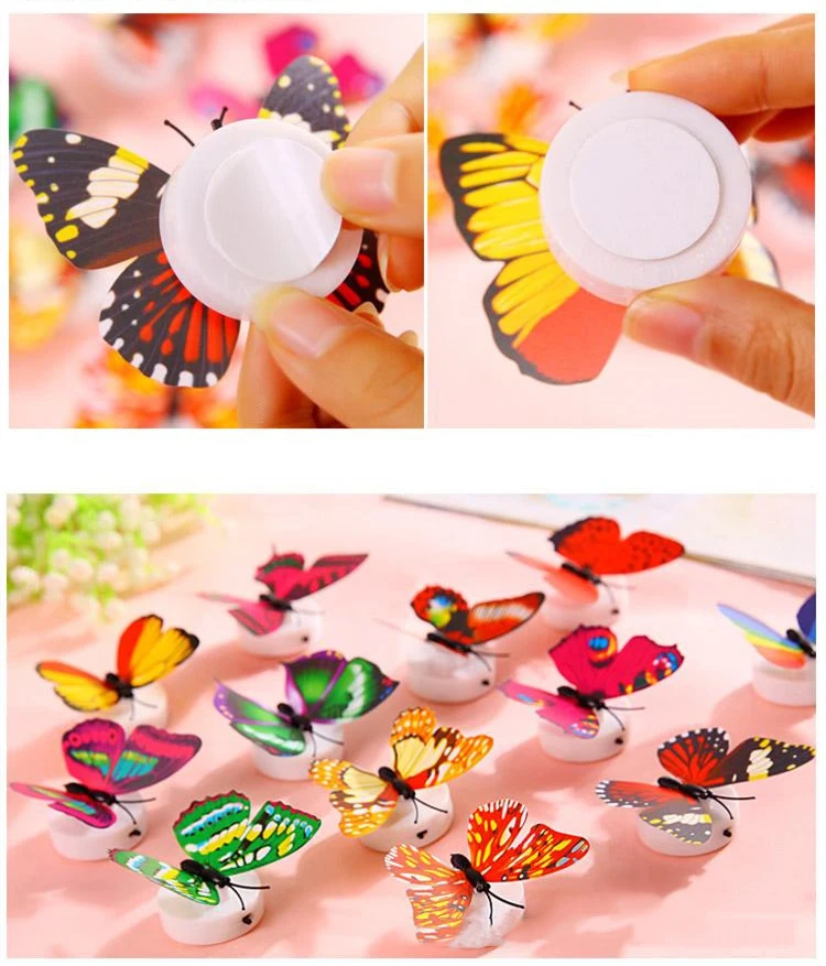 Creative Gift Adhesive Led 3d Butterfly Glowing Home decor Wall Stickers For kids Room Decoration