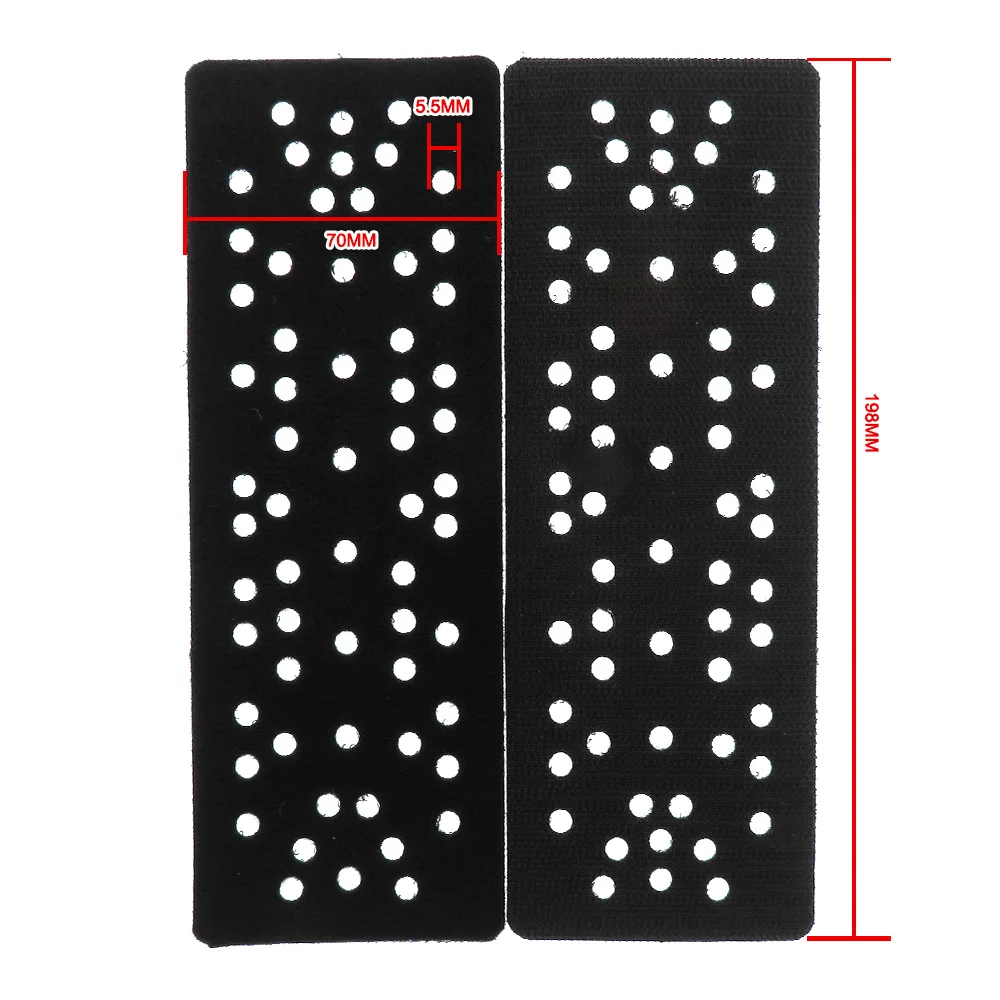 70*198mm 62-Hole  3MM 5MM 10MM Black Hook and Loop Soft Cushion Pad Sponge Interface Pad for Sander Abrasive Tools Polishing