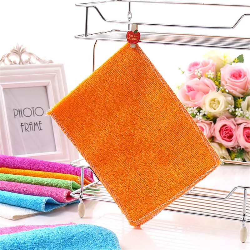 Bamboo Wood Fiber Kitchen Dish Cloth Towel Bamboo Fiber Dishwashing Cloth Kitchen Dishcloth Kitchen Cleaning Towel