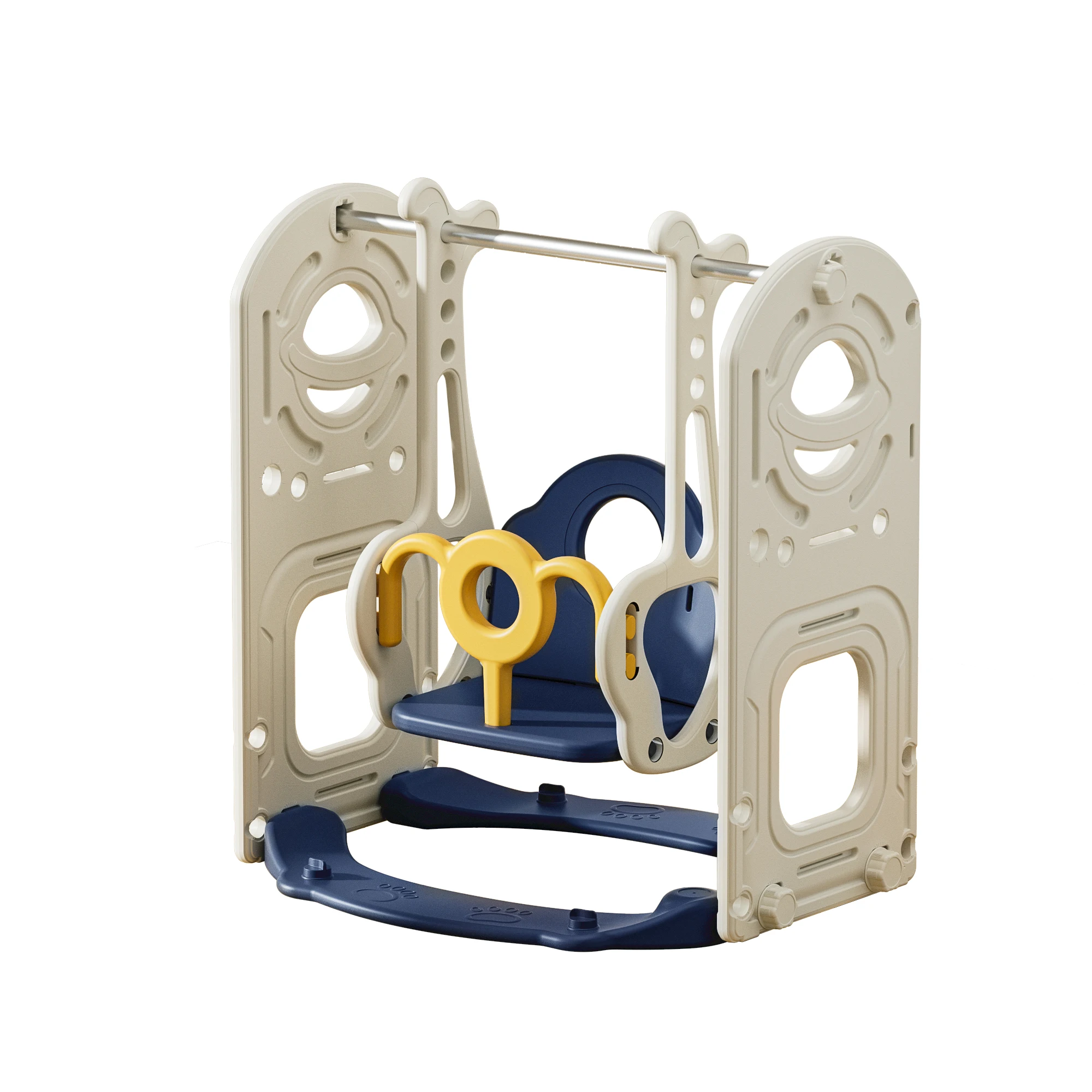 SL27 Interesting window design children slide with basket hoops / Kids slide with hide and seek design