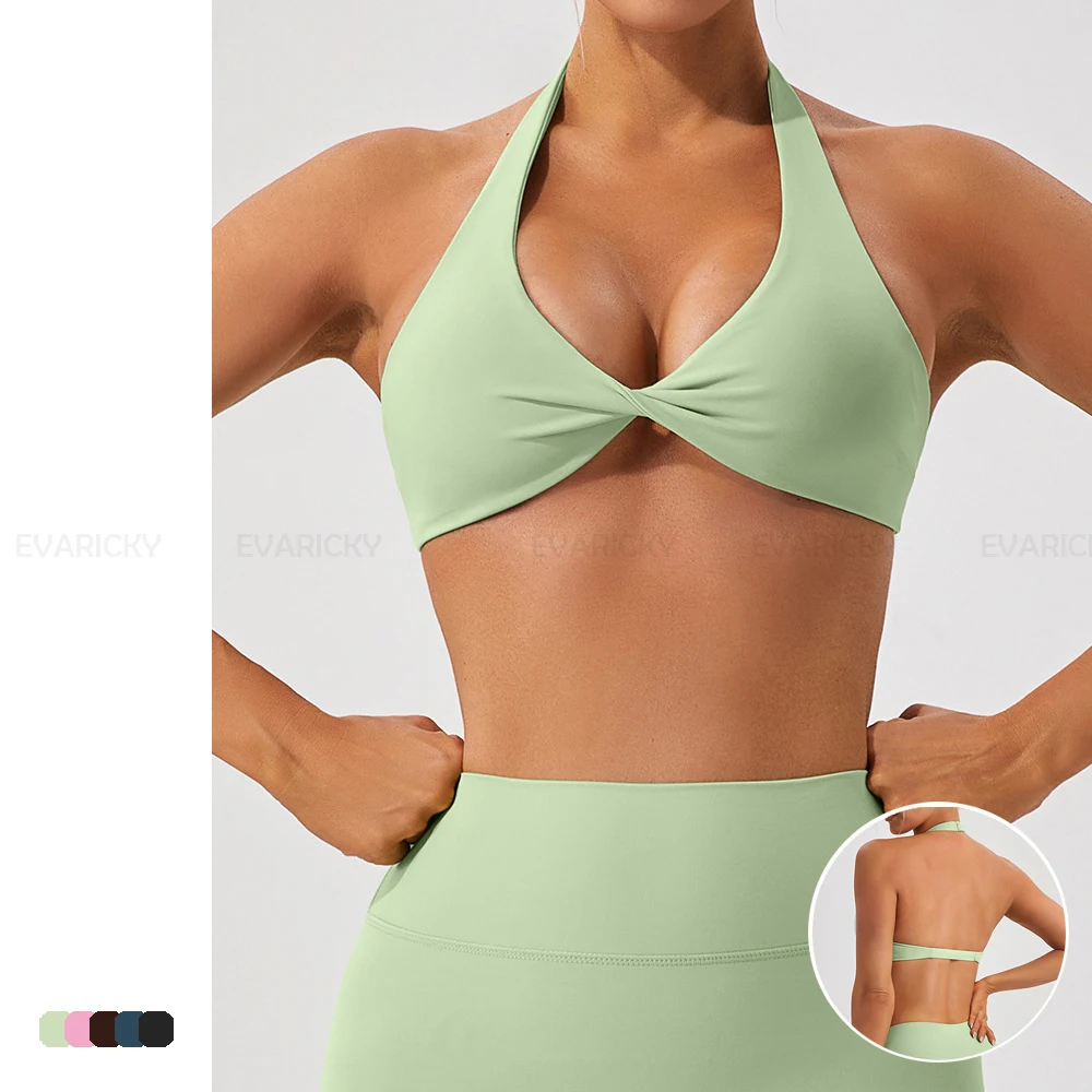Latest Design Fashion Halter Yoga Crop Top Sexy Sports Bra Girls Fitness Yoga Wear Comfort High Quality Women Workout Sports Bra