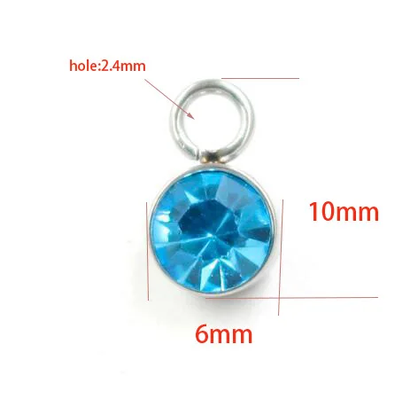 Оптовая продажа 6 мм кристалл нержавеющая сталь 12 месяцев рождения шармы DIY браслет ожерелье ювелирные изделия аксессуары