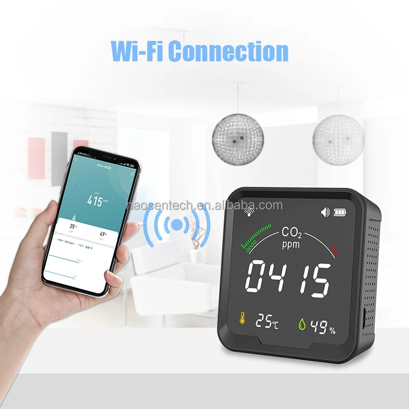 Smart Wifi co2 Detector Alarm Mini Air Quality Monitor ppm Meter co2 co2 meter + app