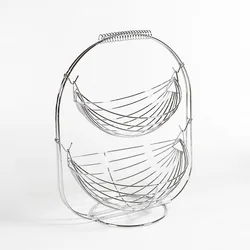 Exquisite workmanship 2 tier countertop metal fruit wire basket bowl fruit basket