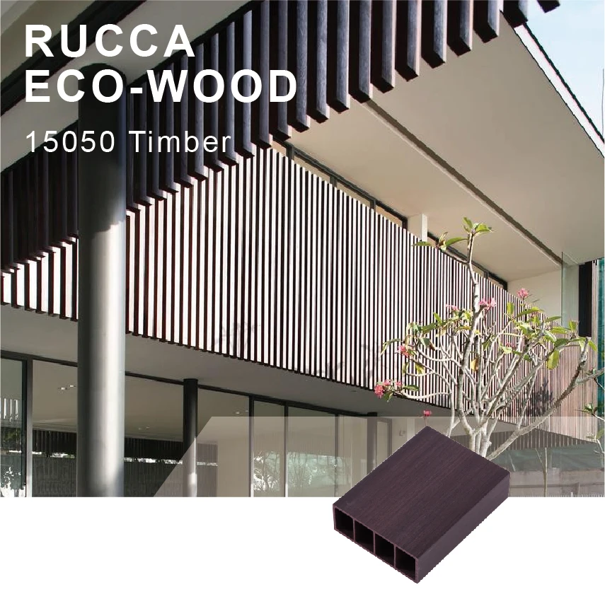 Деревянная и пластиковая композитная перегородка Foshan Ruccawood WPC/PVC, декоративная трубка, дизайн экранирования 150*50 мм