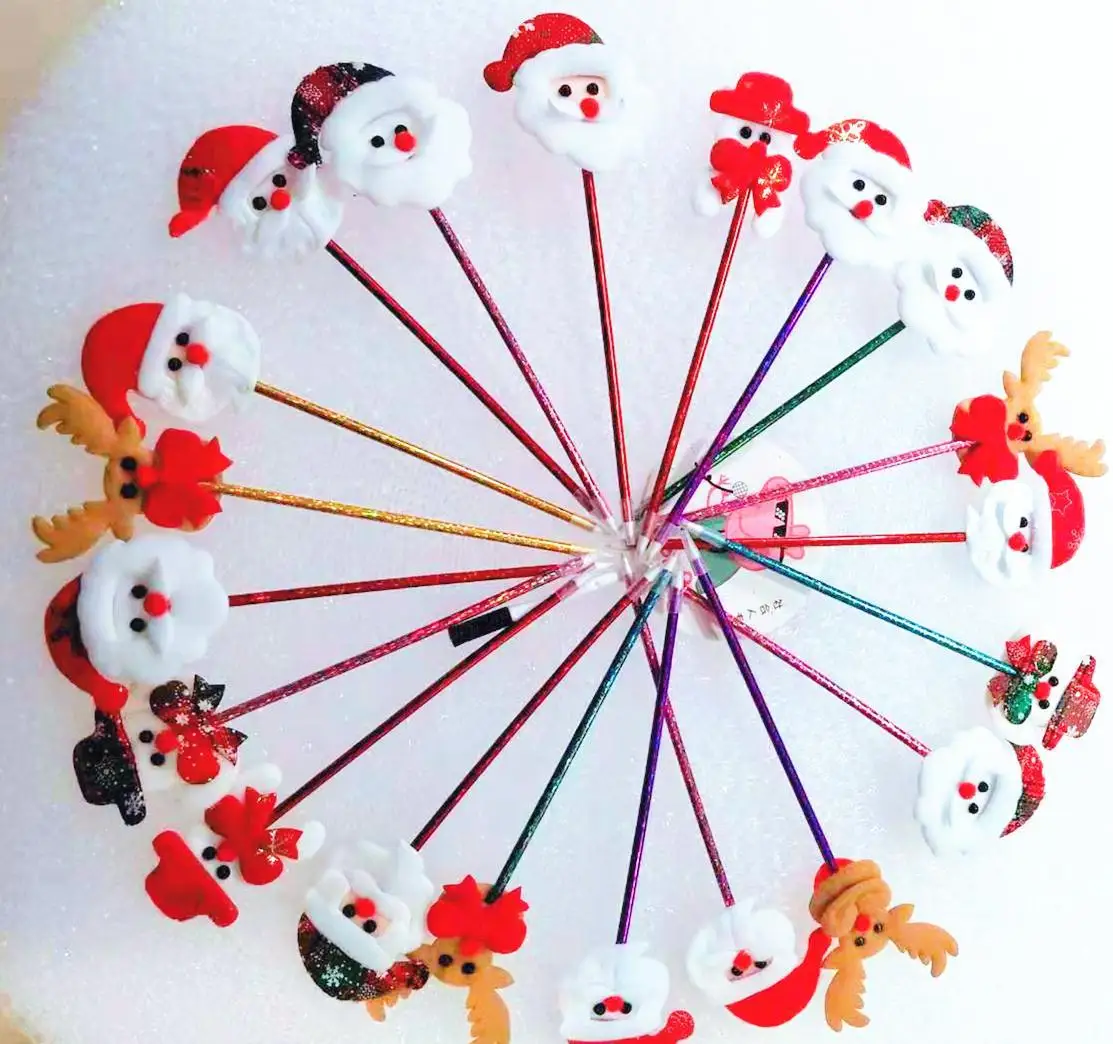 Christmas Gifts Pen Cartoon Snowman Ball Pen Santa Fluffy Pom Pom Ball Pen