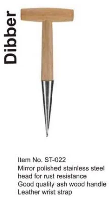 Heavy Duty Stainless Steel Garden ASH Wooden Handle Seed Dibber Tools Garden Hand Tools For Digging Hole