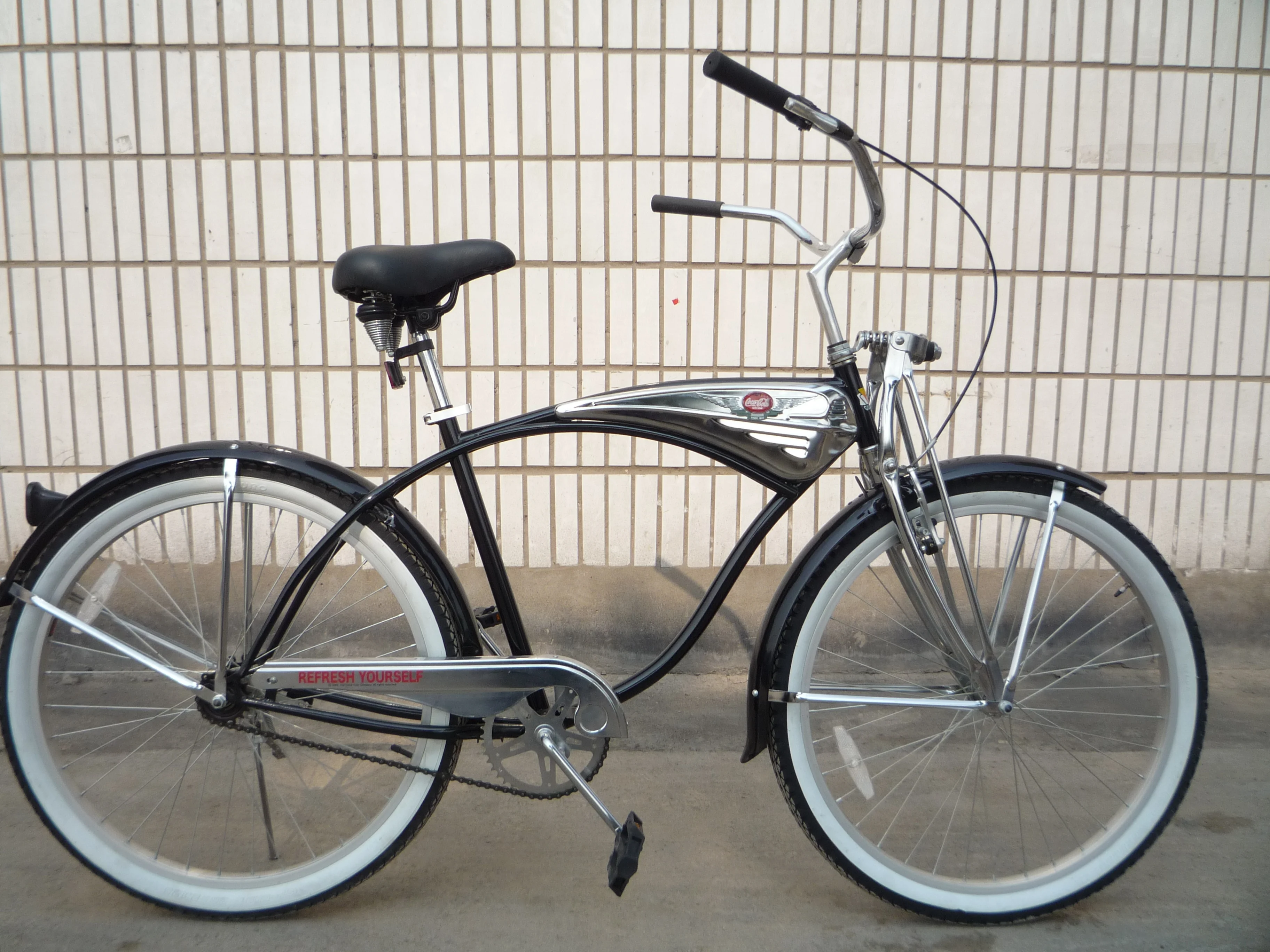 26 дюймов 68 спиц обод серебряного цвета CP рама хромированная краска одна скорость OEM/ODM Мужская Передняя пружина вилка Пляжный круизер велосипед