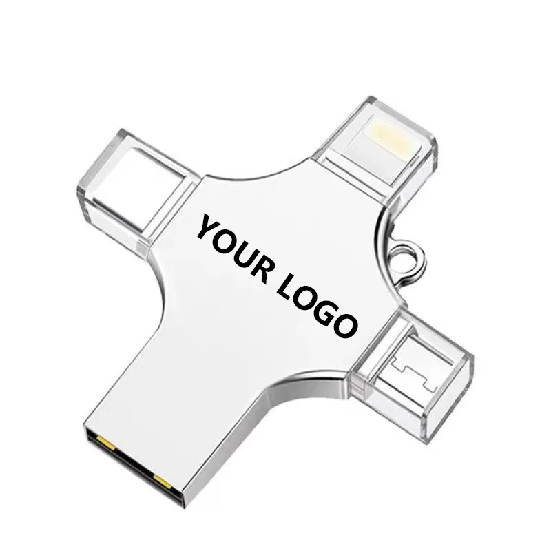 Пользовательские 4 в 1 Usb флэш-накопители 32 ГБ 64 128 256 Type-C карта памяти 8 Otg USB stick