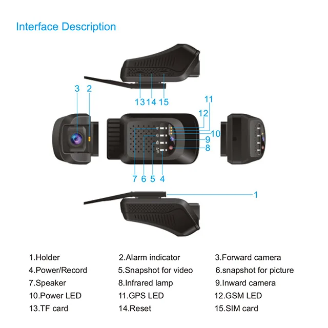 3G wifi 1080P car video dash cam concox JC100 with gps tracking