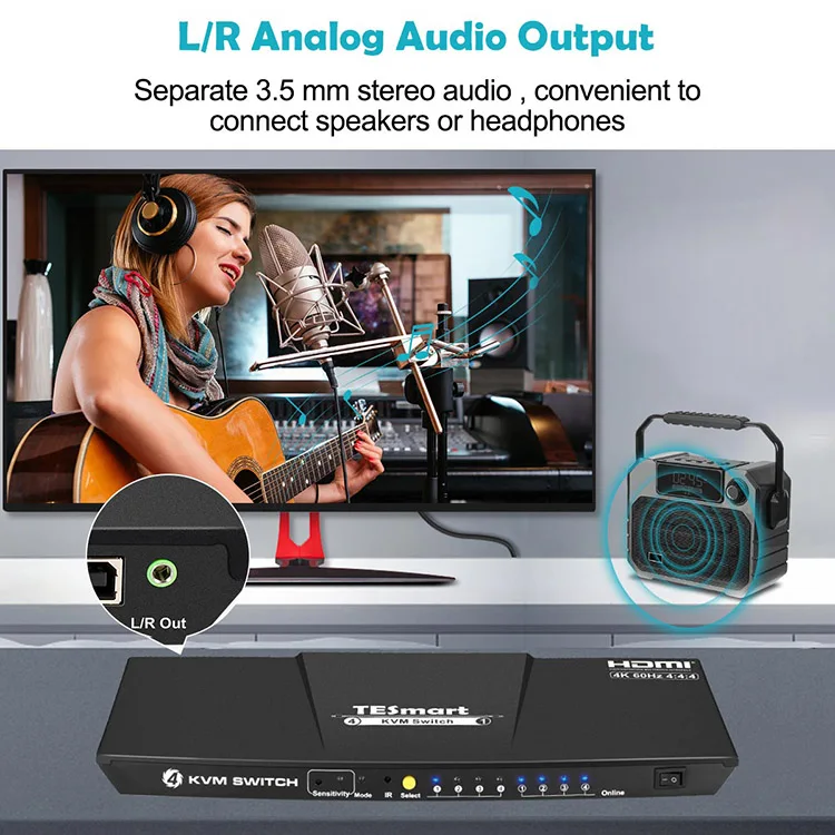 HDCP 2,2 4-портовый Kvm видео HDMI коммутатор Поддержка 4k 60 Гц