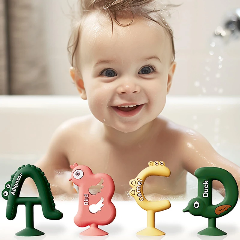 Wholesale Custom Alphabet Silicone Toys Eco Friendly Organic Baby Teether Bpa Free Silicone 26 Letters Diy Baby Teething Toys