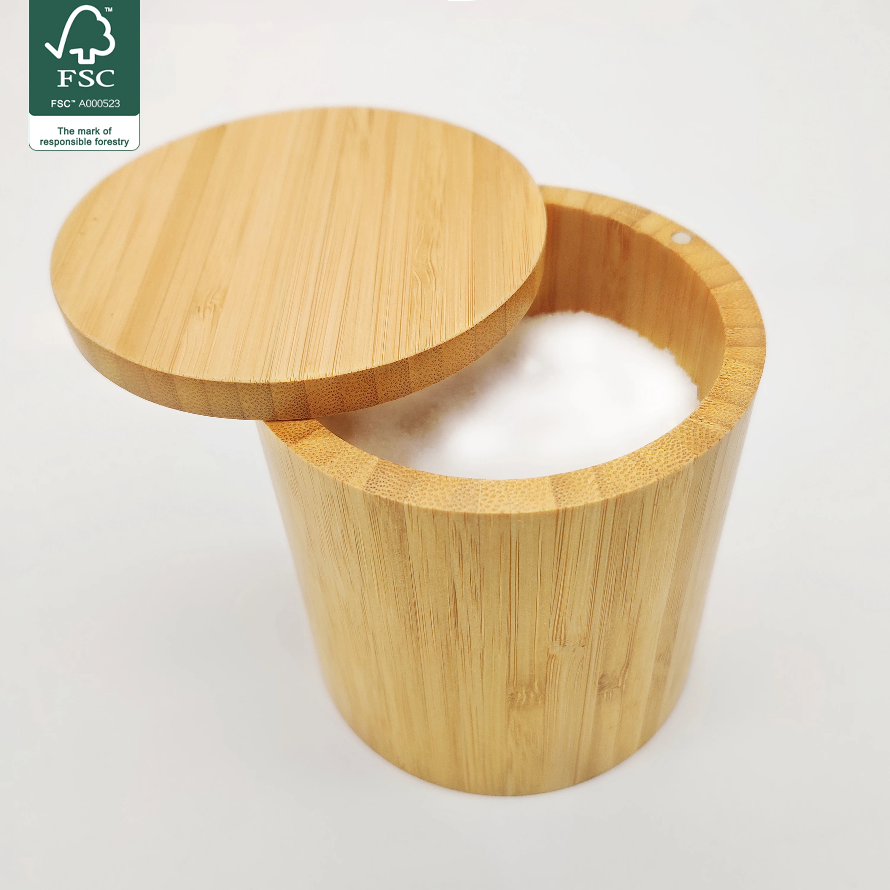 Kitchen Tools bamboo box small Bamboo Storage Box Spice jar bamboo salt box with spoon