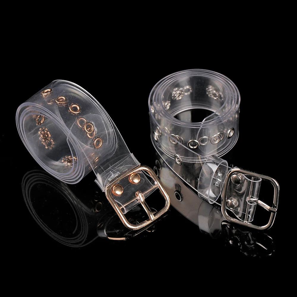 Fashion Women Transparent Invisible Waistband Clear Round Square Heart Pin Buckle Wide Strap Ladies Punk Waist Belt New