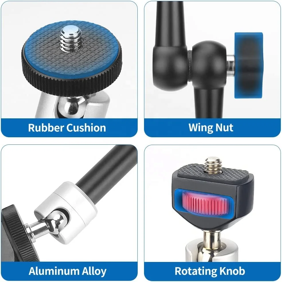 11 Inch Adjustable Articulating Friction Magic Arm Hot Shoe Mount With Quick Lock For DSLR Camera Rig LED Light