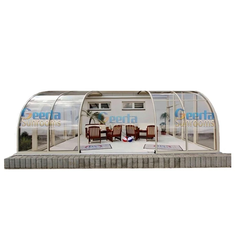 hot sale aluminum house conservatory sun room curved tempered glass house aluminium verandas