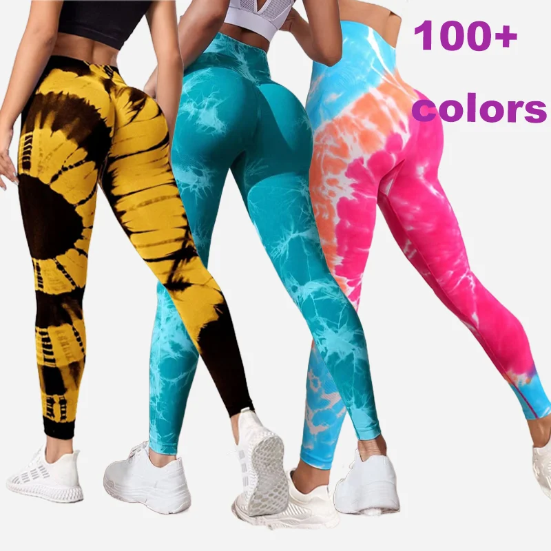 Hot Selling Tie dye Women Scrunch Leggings Seamless Sport Mujer Push Up Booty Pants Gym Fitness High Waist Workout Yoga Leggings