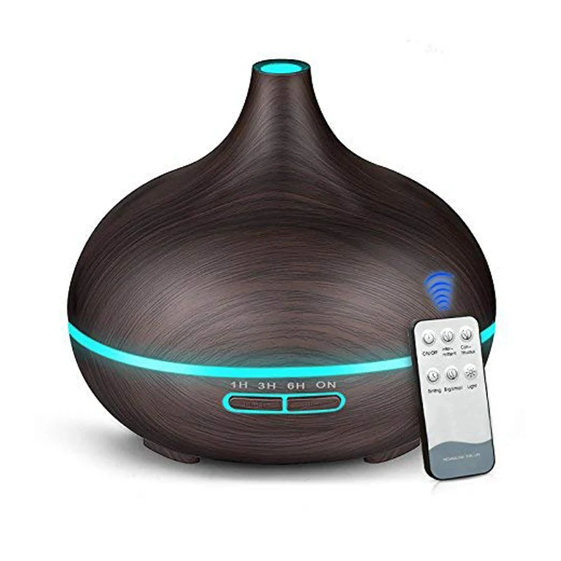 Newest 500ml Remote Control Electric Aromatherapy Purifier Essential Oil Wood Aromatic 7 Led Color Air Humidifier Aroma Diffuser