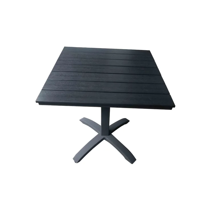 Outdoor garden Plastic wood square 70x70cm bistro dining table coffee aluminium table with  adjustable foot