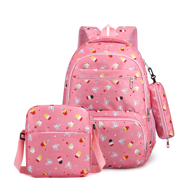 BSCI Factory Large Capacity Lunch Bag and School Bag School Backpack Set Waterproof Teenager 3 in 1 Unisex Oxford Fasion CN;HEB
