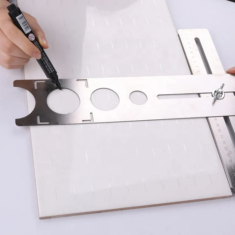Tile Marble Glass Ceramic Floor Drilling Hole Tools Hole Opener Locator Position Ruler