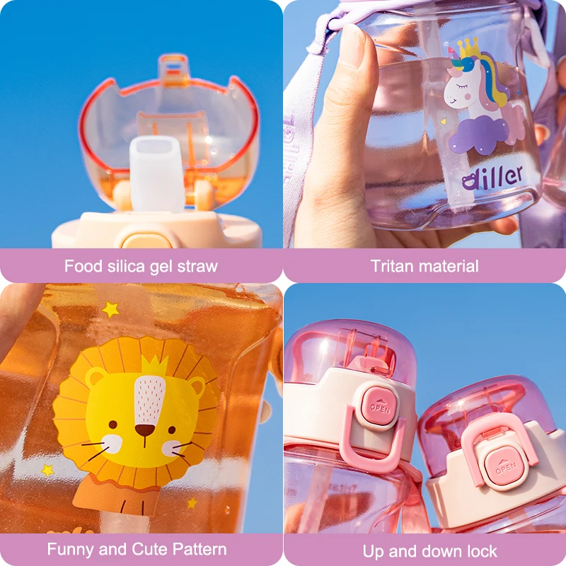 Customized Logo Tritan BPA-free kids clear plastic water bottle for kids children