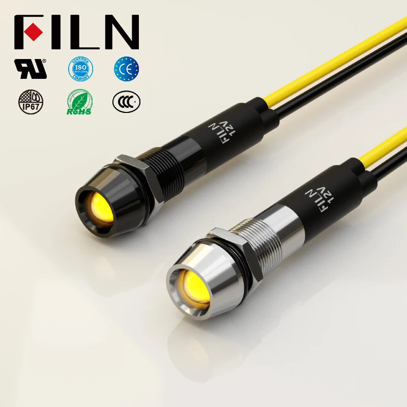 Waterproof 8mm Mounting Hole 12v 24v 220v led Signal Plastic Shell Indicator Light