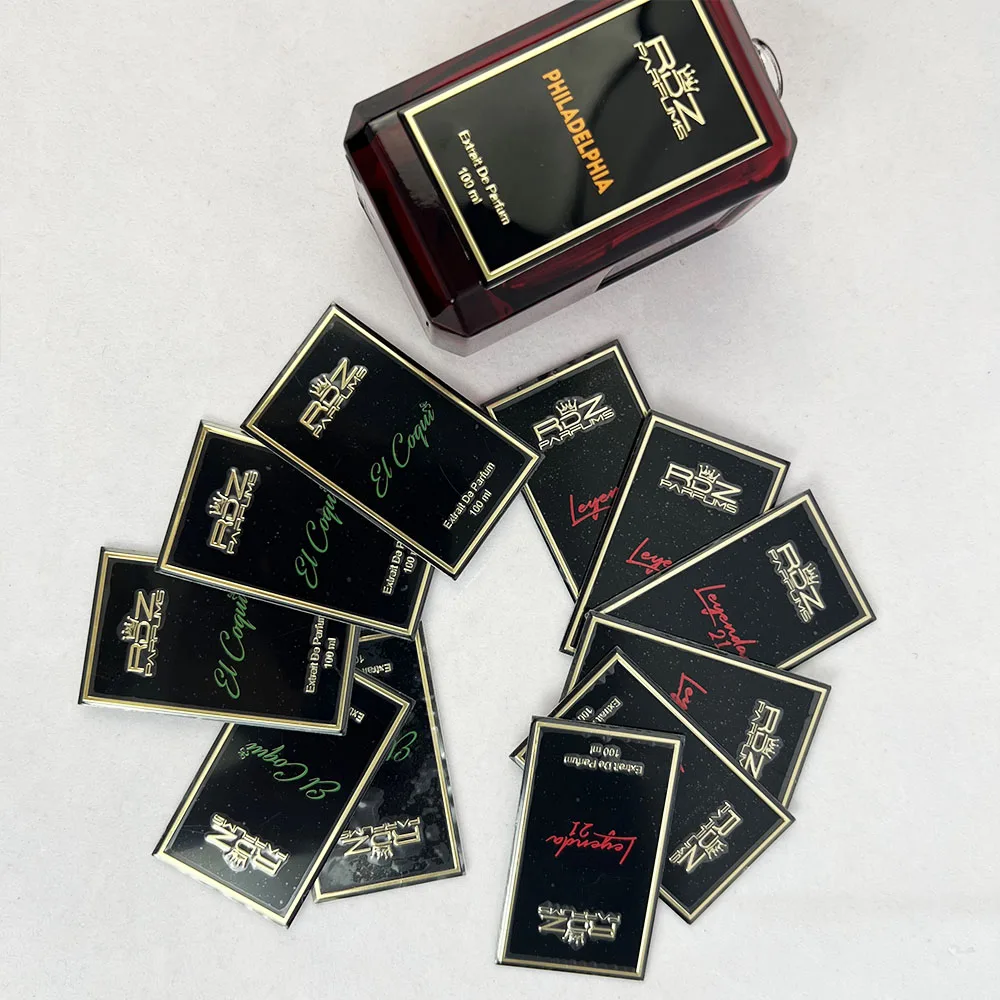 Hight Quality Custom Adhesive 3D Aluminum  Embossed Logo Sticker  Perfume Bottle Label