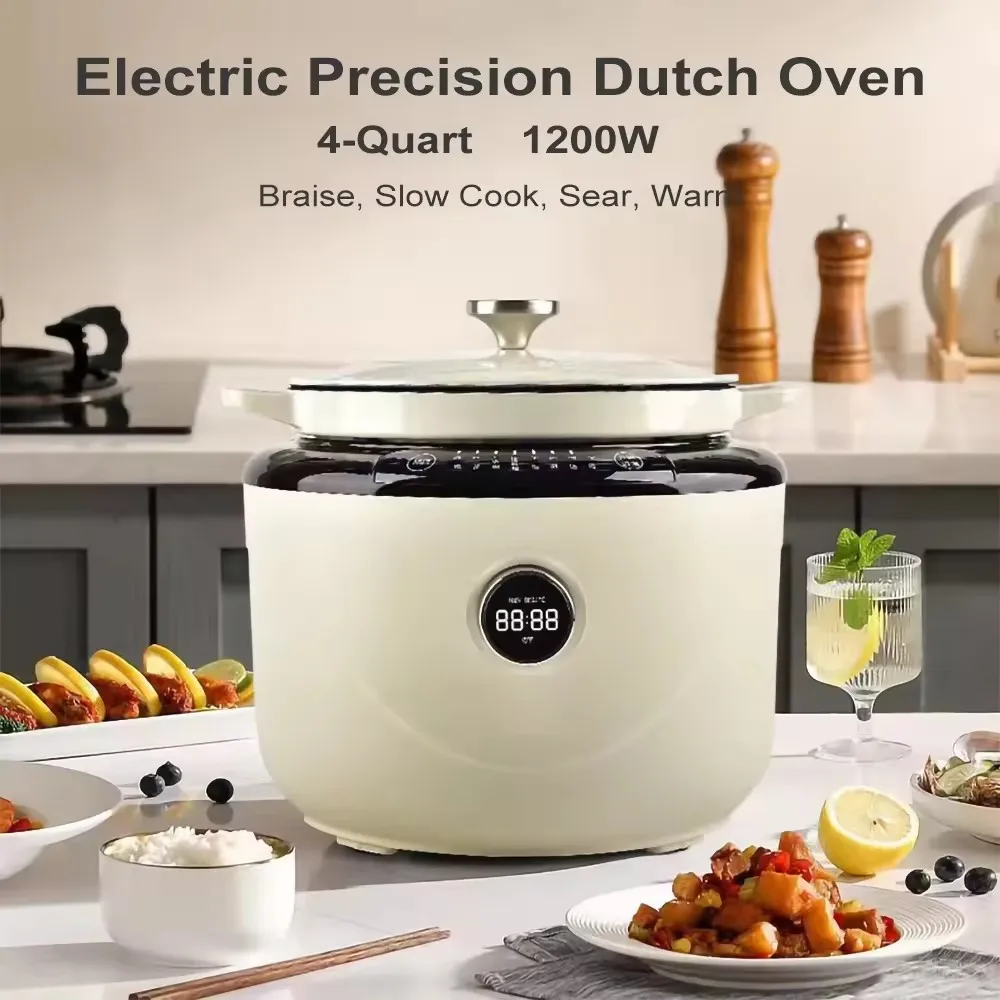 1500W Multi-functional Slow Cooker For household with LCD Display and Knob Control and easy to clean