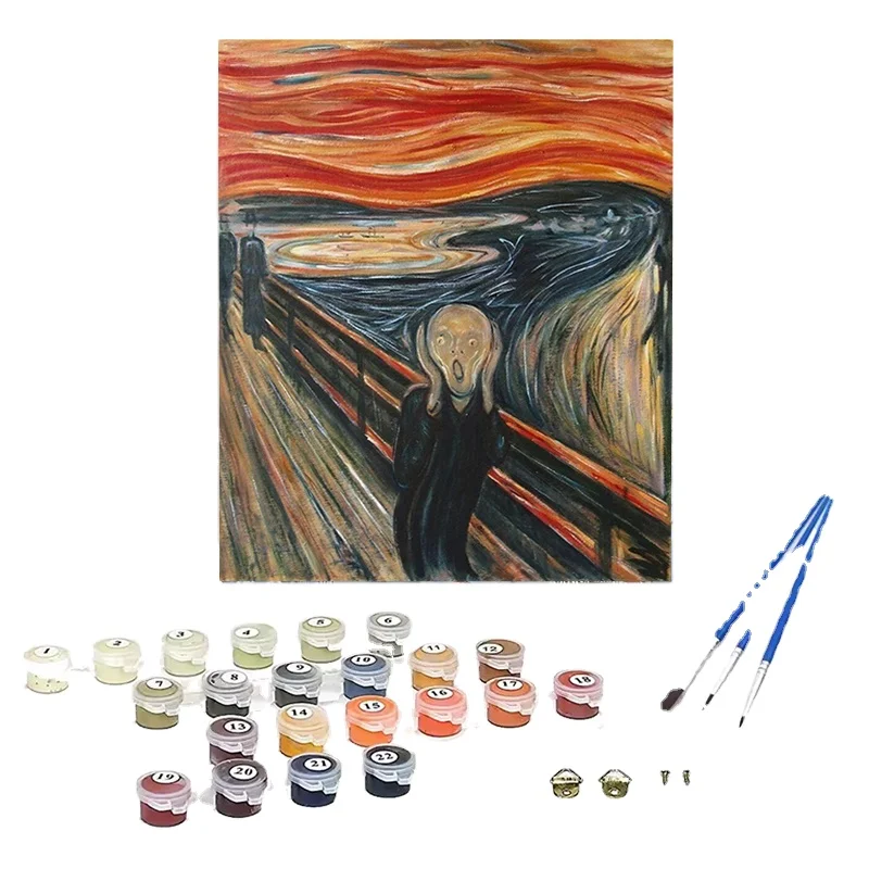 Factory Custom Munch Masterpieces Unframed Expressionism Abstract Handmade Painting by Number For Wholesale Kits