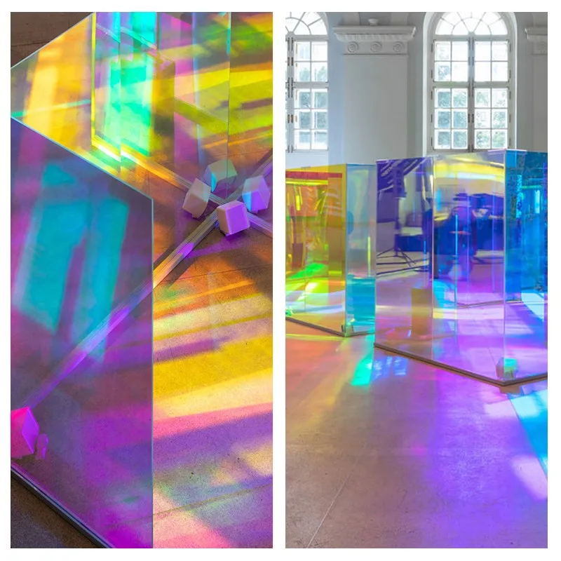 Waterproof Decorative Adhesive Colorful Rainbow pet film for building glass self adhesive window film