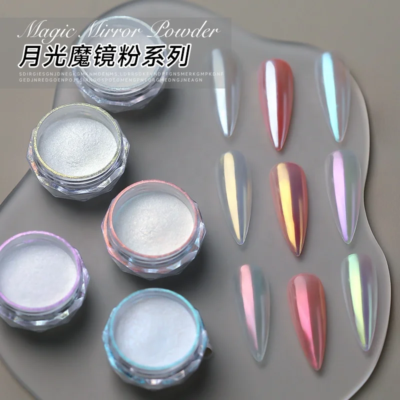 New Summer Pure White Super Aurora Mirror Nail Powder Moon white mirror powder Pigment for Nail Art