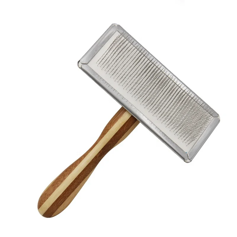 
Factory Wholesale Quality Bamboo Wooden Pet Pin Hair Brush Cat Dog Wire Grooming Slicker Brush 