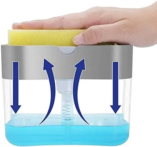 Kitchen Dish Soap Dispenser sponge Holder Sink Dish Washing Soap Dispenser