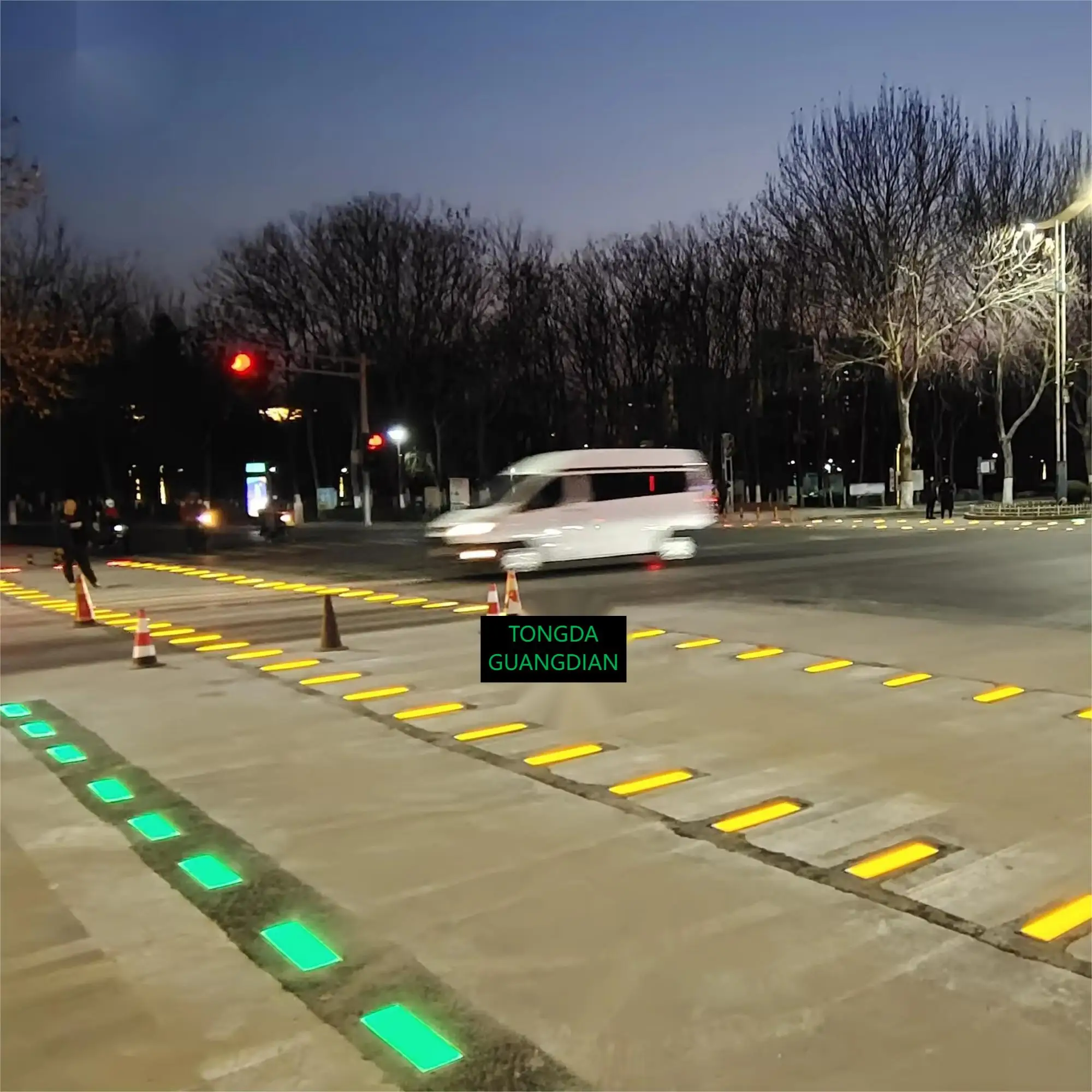 LED Zebra Intelligent Pedestrian Crossing Crosswalk Signal Light System Crossroad Floor Tile Embedded Ground Traffic Stud